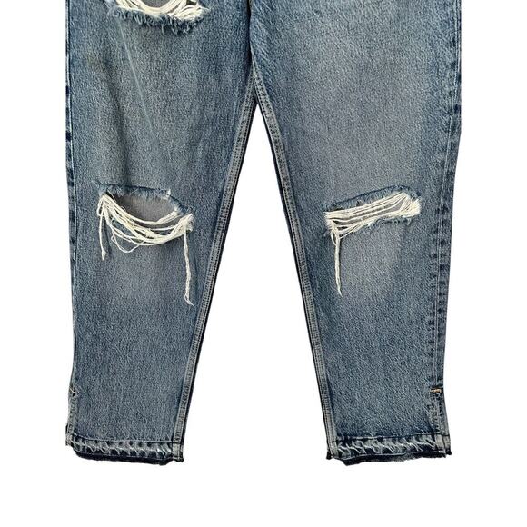 We The Free Jeans Womens 28 High Rise Destroyed Raw Hem Straight Crop Light Wash - Picture 3 of 12